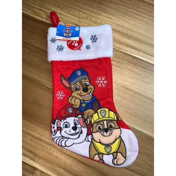 Nickelodeon Paw Patrol Christmas Stocking Chase Marshall Rubble Snowflake Design - Picture 5 of 6